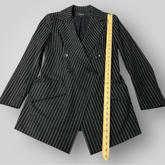DEREK LAM Wool Double Breasted Striped Blazer Black Sz 4 - Picture 8 of 11